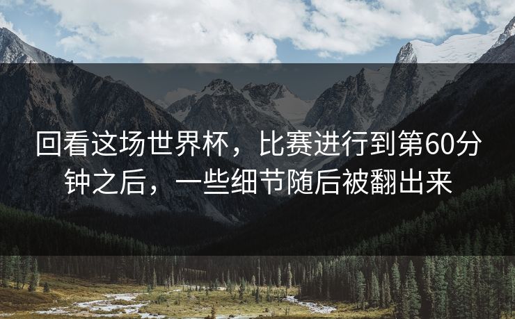 回看这场世界杯，比赛进行到第60分钟之后，一些细节随后被翻出来