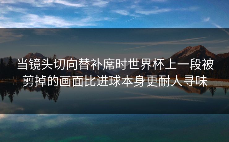 当镜头切向替补席时世界杯上一段被剪掉的画面比进球本身更耐人寻味